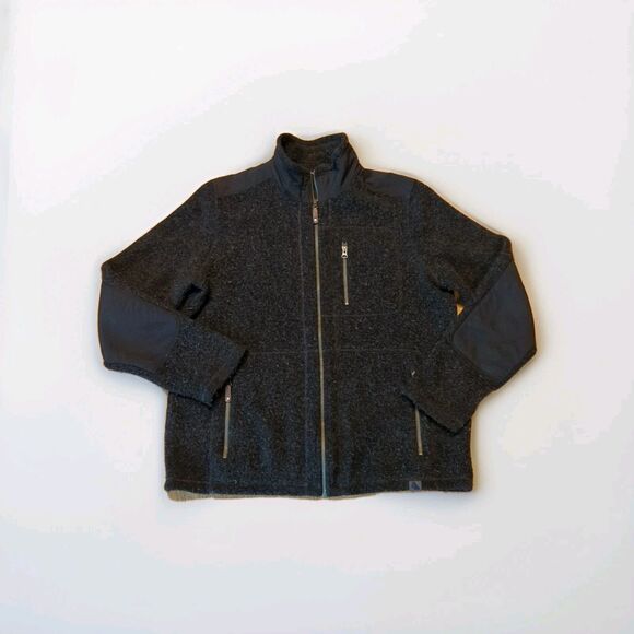 LL Bean Guidepoint Wool Fleece Jacket Mens Large Gray Full Zip - Picture 1 of 7